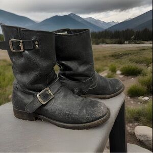 Frye Black Distressed Leather Boots Men’s 8